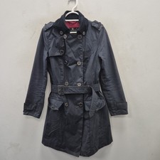 Barbour Pacific Union Jack Wax Waterproof Rain Country Navy Trench Coat Uk 8