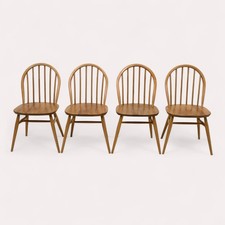 4 Ercol Windsor Bow Back Dining Chairs Model 370 Light Finish FREE UK Delivery