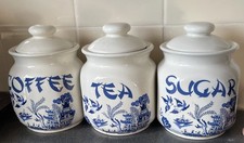 Blue Willow Tea Coffee Sugar Canisters Melba Vintage 