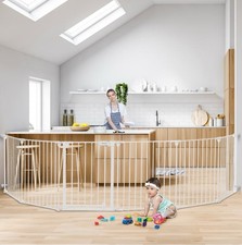 Comomy Child Gate Fence 380ccm Wide Dog Gate Pen Extra Wide 6 Panels 76cm Tall