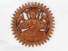 Hand Carved Suar Wood Buddhist Lord Buddha Balinese Wall Plaque 29.5cm