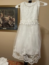 Girl’s Lace and satin net White Flower girl, Confirmation Dress, size 7