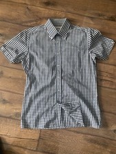 Mod Shirt Tailored Brutus Trimfit Skinhead Suedehead Blue Check Size Large.