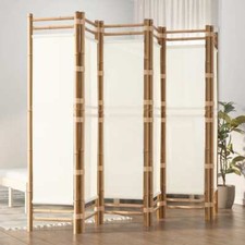 Folding 6-Panel Room Divider 240 cm Bamboo and Canvas vidaXL