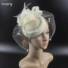 Ladies 20s 50s Vintage Style Fascinator Hat Pillbox Cap with Veil Evening Prom
