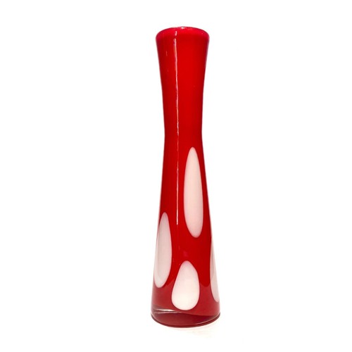 Red white cased glass - white, vase
