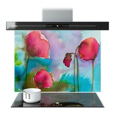 Kitchen Glass Splashback Toughened Tile Cooker ANY SIZE Paint Poppies WxH