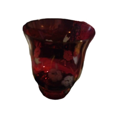 Cranberry glass vase with - cranberry,