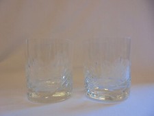 VINTAGE PAIR OF CRYSTAL OLD FASHIONED GLASS WHISKY TUMBLERS PHEASANT PARTRIDGE