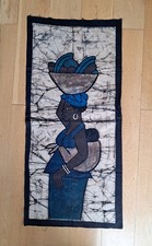 Batik Panel 37" X 17" . Genuine African  Wall Hanging From The Gambia 1993.