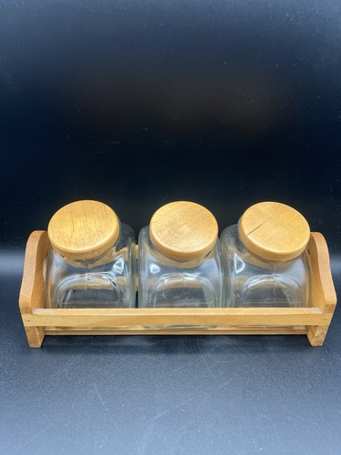 Set canister spice jars oak - set,