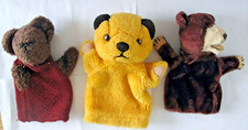 3 Vintage Bear Glove / Hand Puppets -  Sooty & 2 Other Bears