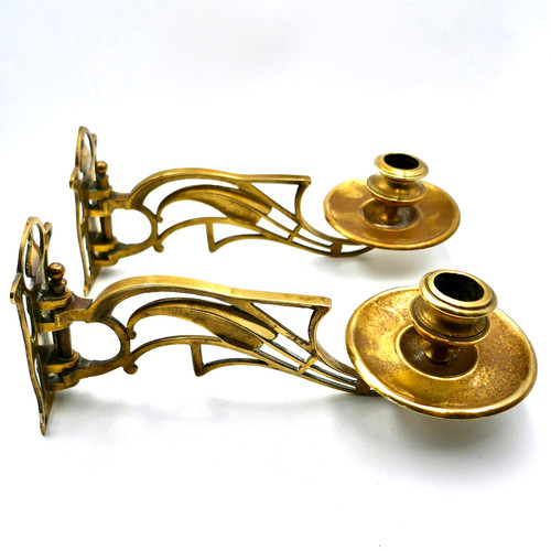 Art nouveau pair brass - nouveau, wall