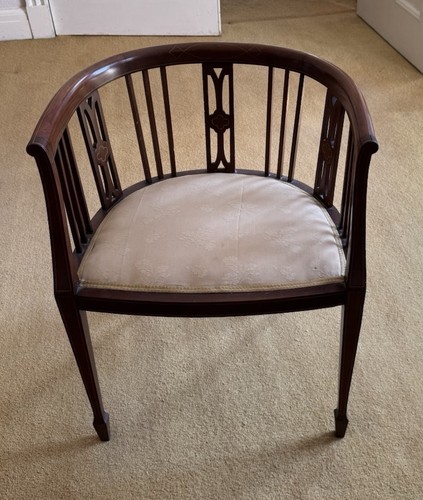 Edwardian mahogany inlaid tub - mahogany,