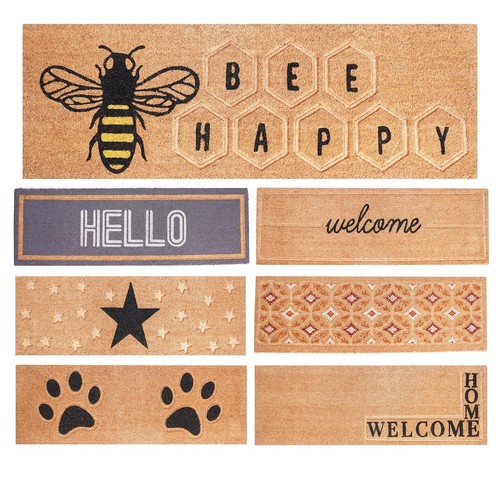 Large embossed coir door - embossed, mat