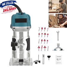 1/4 Electric Hand Trimmer Wood Laminator Palm Router with 15PCS Router Set Bits