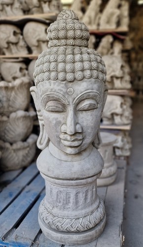 Large buddha head column stone - buddha,
