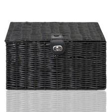 Resin Woven Hamper Storage Basket Box with Lid & Lock