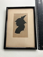 Nw9  antique miniature silhouette  portrait feather hat lady framed Nottingham  