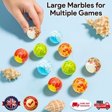 10x Large Jumbo Glass Marbles 25mm Mixed Color Splash Pattern Retro Toy Game Set