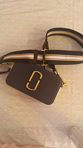 Marc jacobs black leather logo - leather,