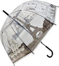 Clear Printed Umbrella Windproof Brolly Rainproof Travel Umbrella Dome Shape