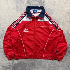 Vintage 90s Umbro Windbreaker Jacket M/L Mens Red Embroidered Logo