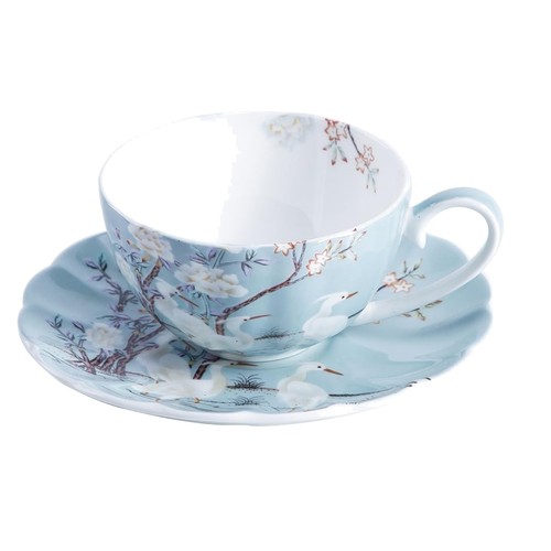 Blue bone china coffee cup - blue,