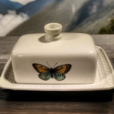 Portmeirion Botanic Garden Harmony Butter Dish - Beautiful Butterfly Design