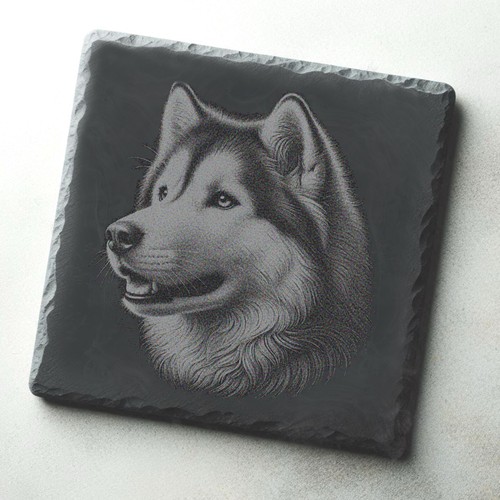 Siberian husky engraved slate - siberian,