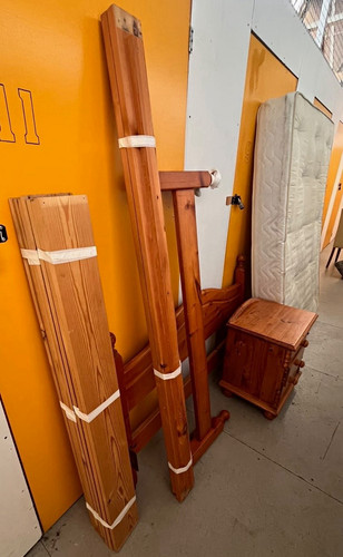 Double pine bed frame - bed,
