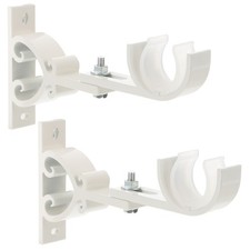 2Pcs Aluminum Alloy Curtain Rod Bracket Adjustable Curtain Rod Rack White