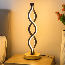 Spiral LED Table Lamp, Wooden