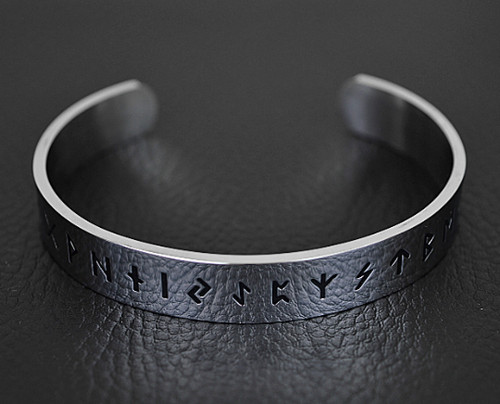 Silver viking rune cuff - viking,