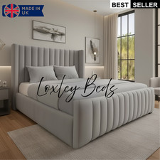 Ottoman Bed Winged Plush Velvet New York Divan Storage Double & King Size Bed