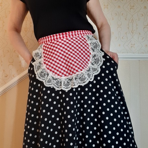 Small round red white - , gingham