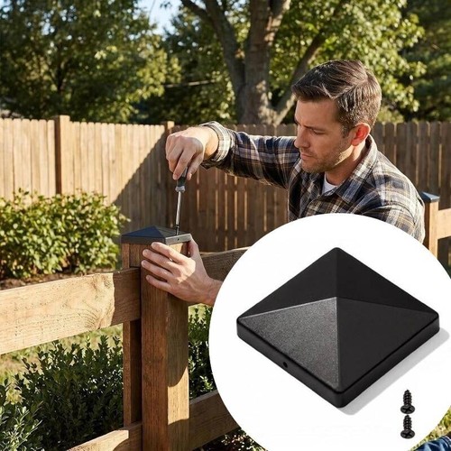 Black abs pyramid post caps - caps, 5
