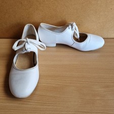 Tap Shoes Katz White Size 4.5 Adults Girls Hand Made Sole Made In England
