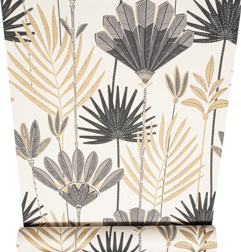 Grey white floral wallpaper - grey,