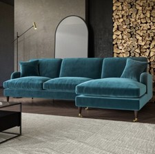 4 Seater Sofa L-Shaped Velvet Corner Couch with Cushions