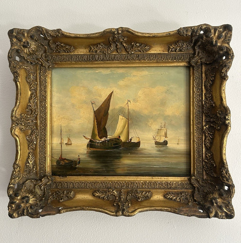 Antique oil painting seascape - antique,