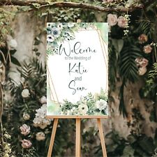 Personalised Soft Green Geo 'Welcome to the Wedding' Sign - A2 sturdy foam