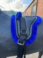 EQUIPRIDE BAREBACK RIDING PAD PONY SADDLE WITH GIRTH IN FULL - SHETLAND BLUE