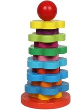 KAV Wooden Rainbow Stacking Rings - Educational Baby and Toddler Toys