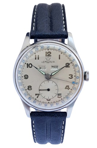 Lemania triple calendar hand - calendar,