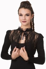 Black Gothic Punk Rockabilly Steampunk Cropped Floral Lace Bolero BANNED Apparel