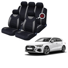 FOR Audi A3 Black & Grey Car Seat Covers Protectors Full Set Washable Pet