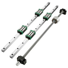 VEVOR Linear Guide Rail 2PCS HGR20-1000mm +4 Slide Blocks RM1605 BF/BK12 Nut CNC