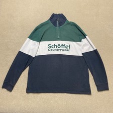 Schoffel Countrywear Jumper Men's 2XL Blue Green 1/4 Zip Pullover Sweatshirt