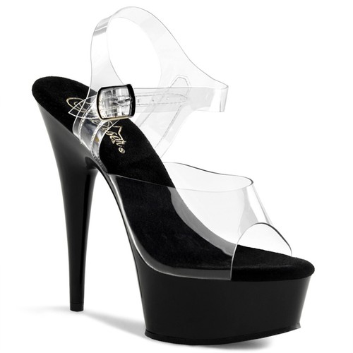 Pleaser delight 608 clear blk - pleaser, delight-608